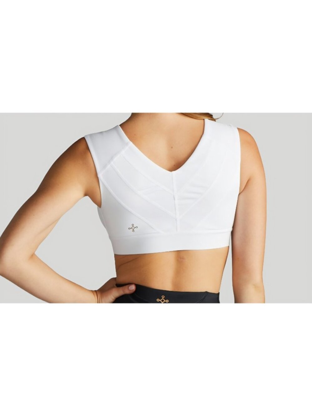 Tommie Copper Zip Up Support Bra Seamless Sports White Top Womens Size L